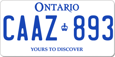 ON license plate CAAZ893