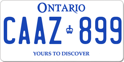 ON license plate CAAZ899