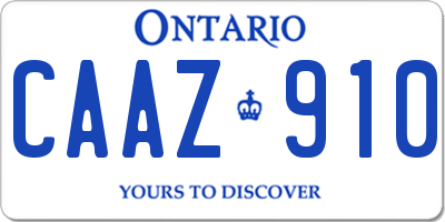 ON license plate CAAZ910