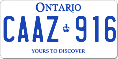 ON license plate CAAZ916