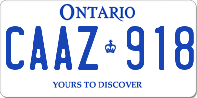 ON license plate CAAZ918