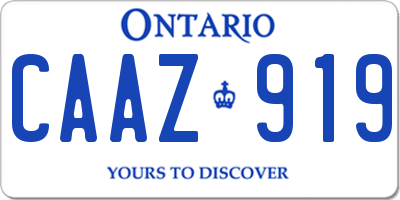 ON license plate CAAZ919