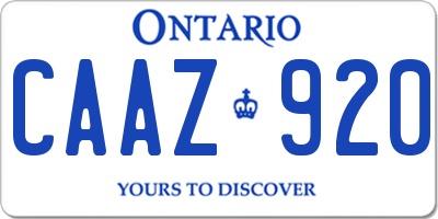 ON license plate CAAZ920