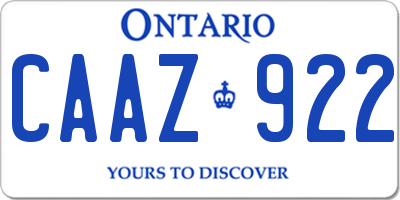 ON license plate CAAZ922