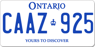 ON license plate CAAZ925