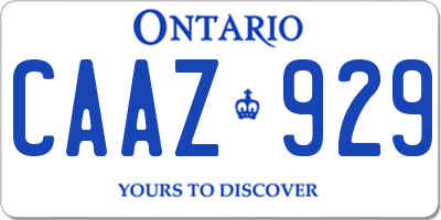 ON license plate CAAZ929