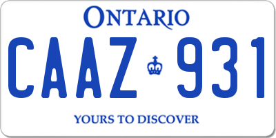 ON license plate CAAZ931