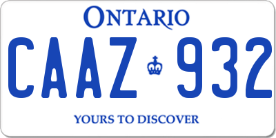 ON license plate CAAZ932