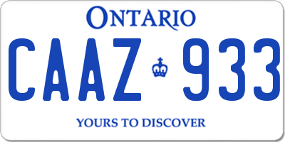 ON license plate CAAZ933