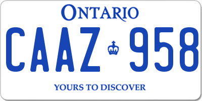 ON license plate CAAZ958