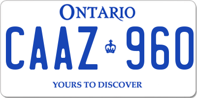 ON license plate CAAZ960