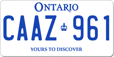 ON license plate CAAZ961