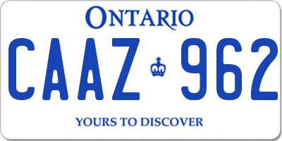 ON license plate CAAZ962