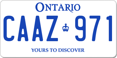 ON license plate CAAZ971