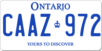 ON license plate CAAZ972