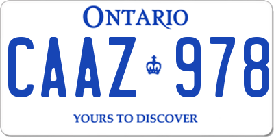 ON license plate CAAZ978