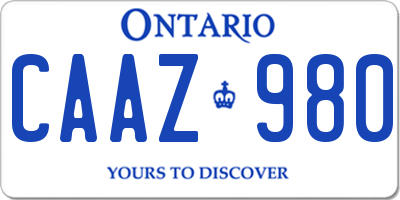 ON license plate CAAZ980