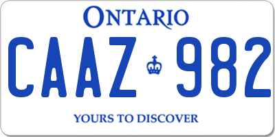 ON license plate CAAZ982