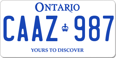 ON license plate CAAZ987