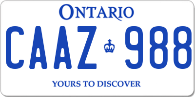 ON license plate CAAZ988