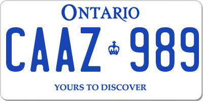 ON license plate CAAZ989