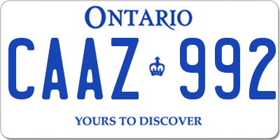 ON license plate CAAZ992