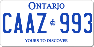 ON license plate CAAZ993