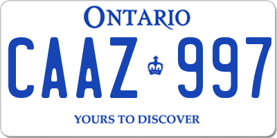 ON license plate CAAZ997