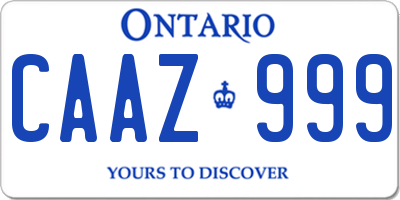 ON license plate CAAZ999