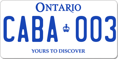 ON license plate CABA003