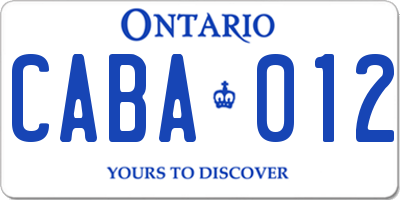 ON license plate CABA012