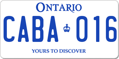 ON license plate CABA016