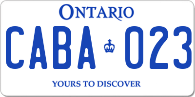 ON license plate CABA023