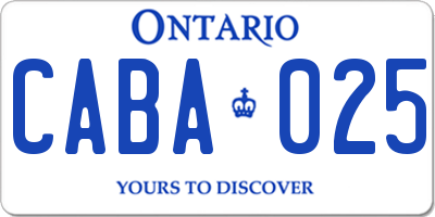 ON license plate CABA025