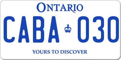 ON license plate CABA030