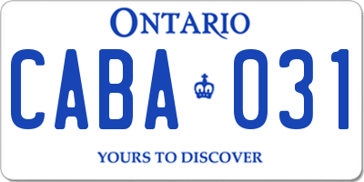 ON license plate CABA031