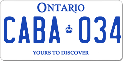 ON license plate CABA034