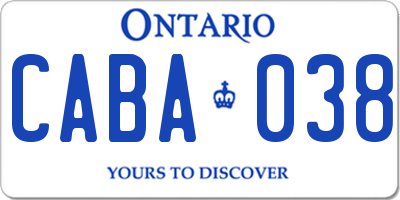 ON license plate CABA038