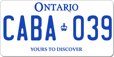 ON license plate CABA039