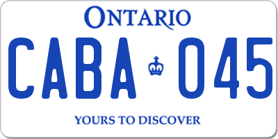 ON license plate CABA045