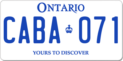 ON license plate CABA071