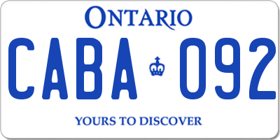 ON license plate CABA092