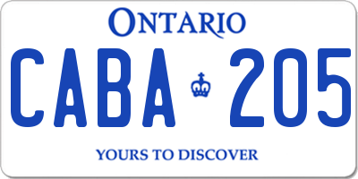 ON license plate CABA205