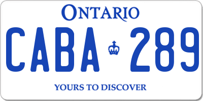 ON license plate CABA289