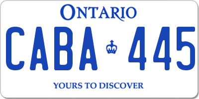 ON license plate CABA445