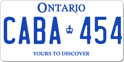 ON license plate CABA454