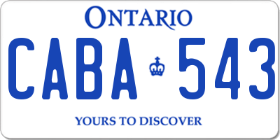 ON license plate CABA543