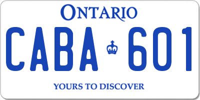 ON license plate CABA601