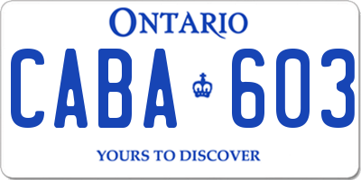 ON license plate CABA603