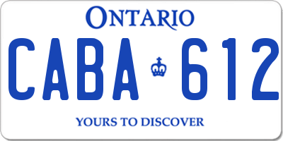 ON license plate CABA612